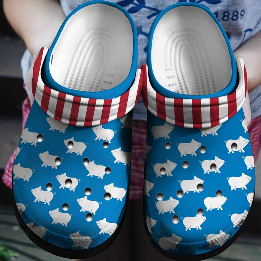 Pig With American Flag Crocs Classic Clogs