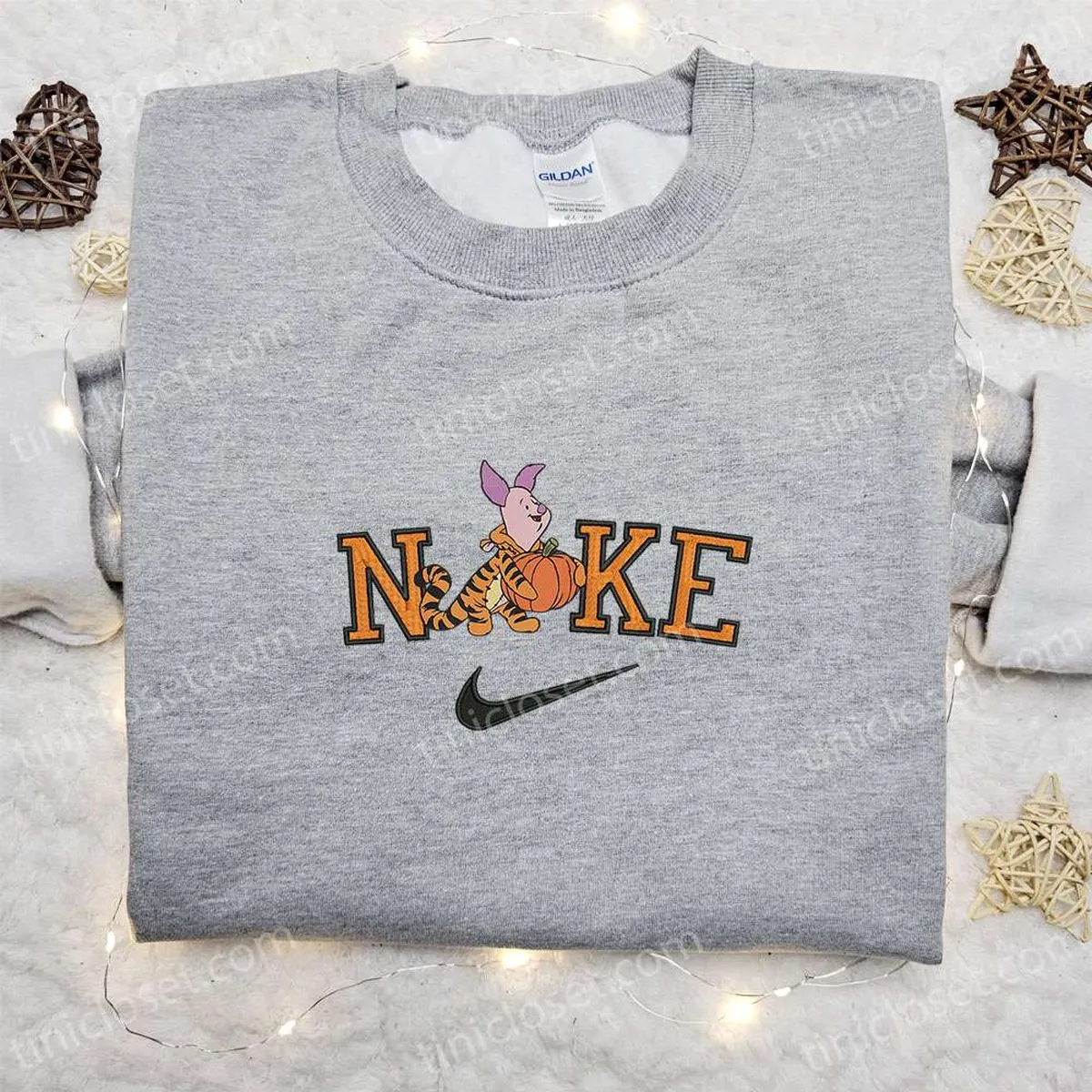 Piglet Tigger Pumpkin Halloween x Nike Embroidered Sweatshirt, Walt Disney Characters Embroidered Shirt, Best Halloween Gift Ideas