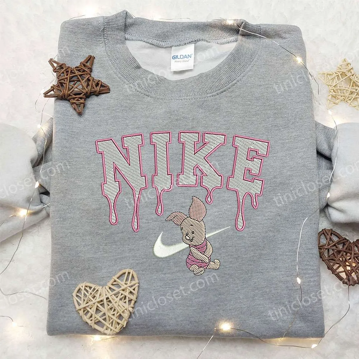 Piglet x Nike Embroidered Sweatshirt, Winnie the Pooh Disney Embroidered Sweatshirt, Nike Inspired Embroidered Shirt