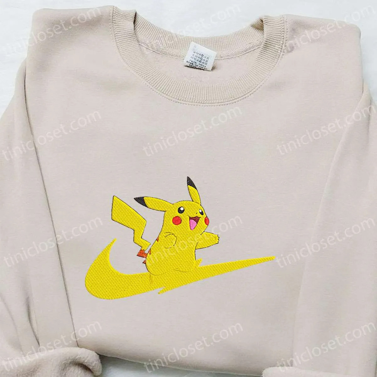 Pikachu Anime x Swoosh Embroidered Hoodie, Cool Anime Clothing, Best Gift Ideas for Family