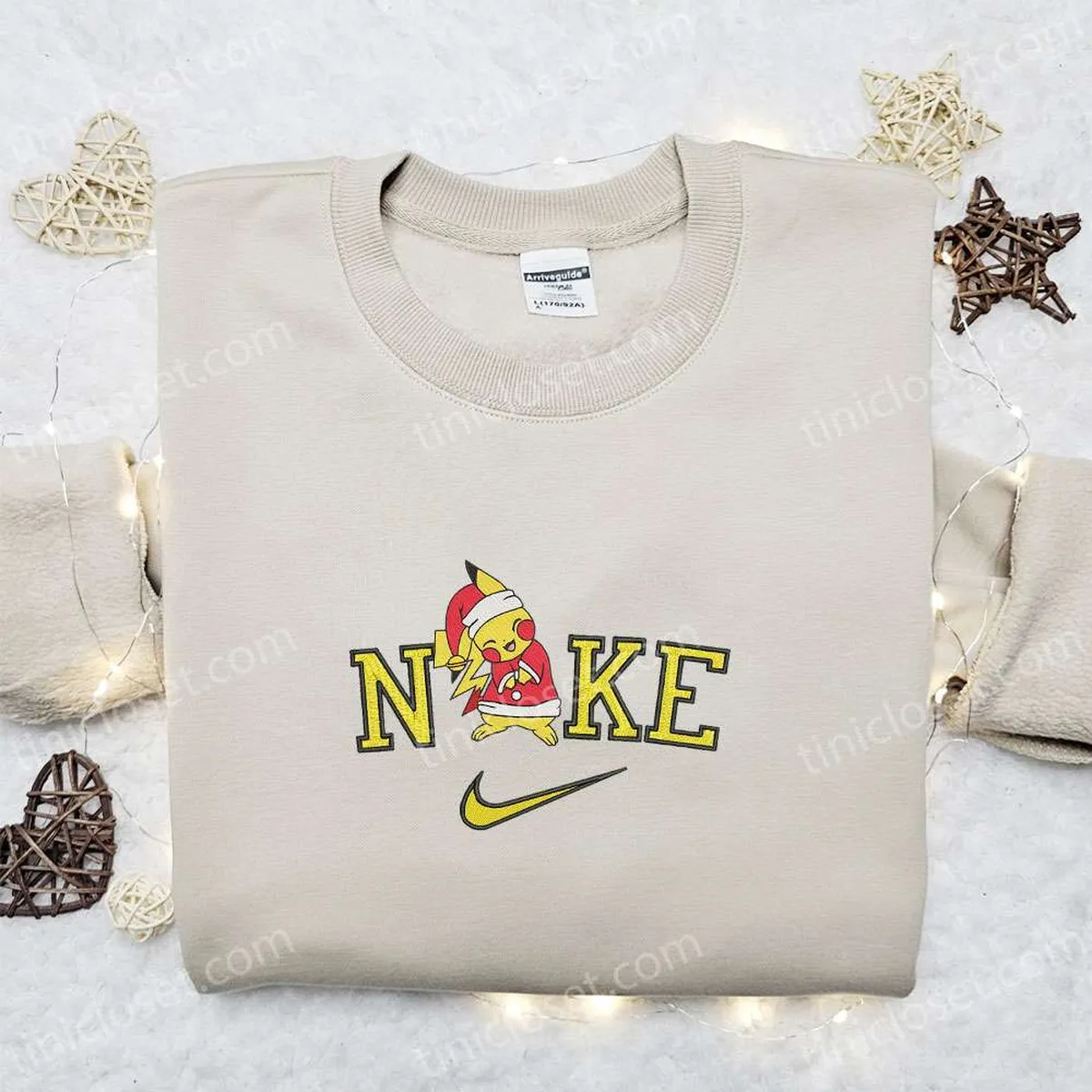 Pikachu Santa Claus x Nike Christmas Embroidered Sweatshirt, Christmas Embroidered Shirt, Best Christmas Gift Ideas