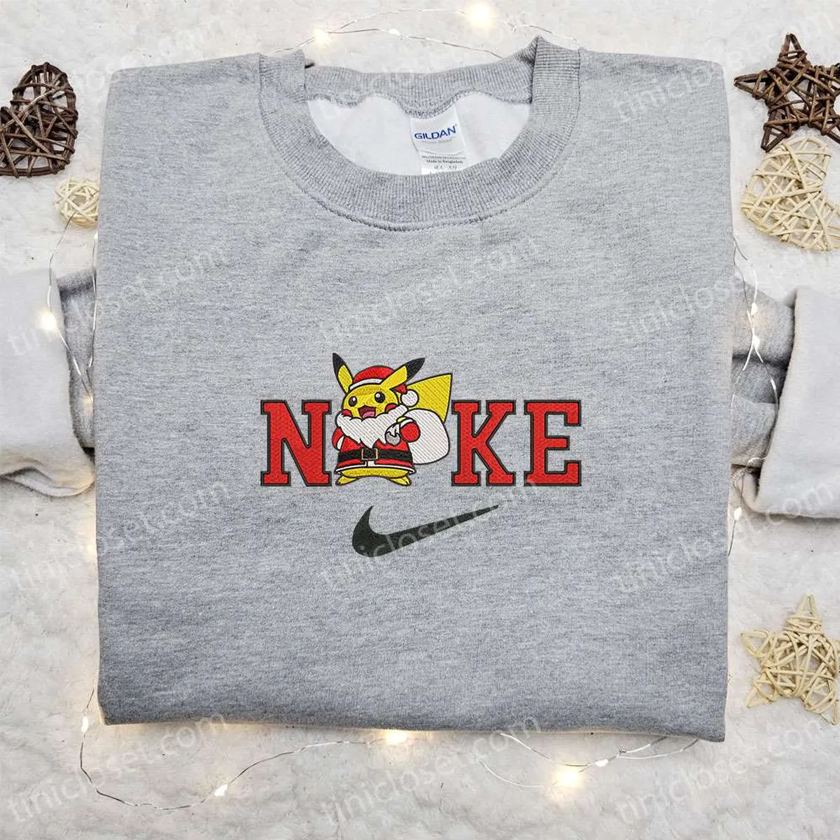 Pikachu Santa Claus x Nike Embroidered Sweatshirt, Merry Christmas Embroidered Shirt, Best Christmas Day Gift Ideas