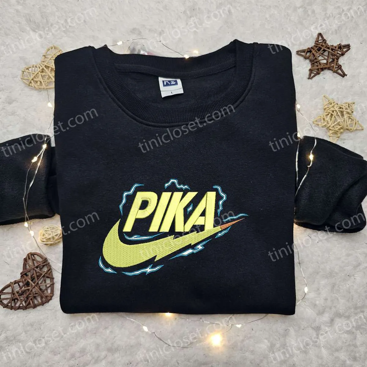 Pikachu x Nike Anime Embroidered Sweatshirt, Pokemon Embroidered Shirt, Nike Inspired Embroidered Shirt