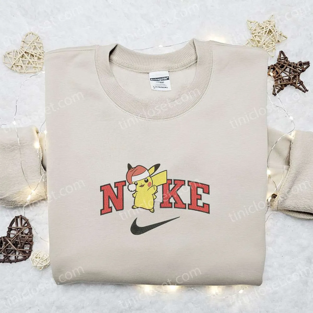 Pikachu x Nike Christmas Embroidered Sweatshirt, Merry Christmas Embroidered Shirt, Best Christmas Day Gift Ideas