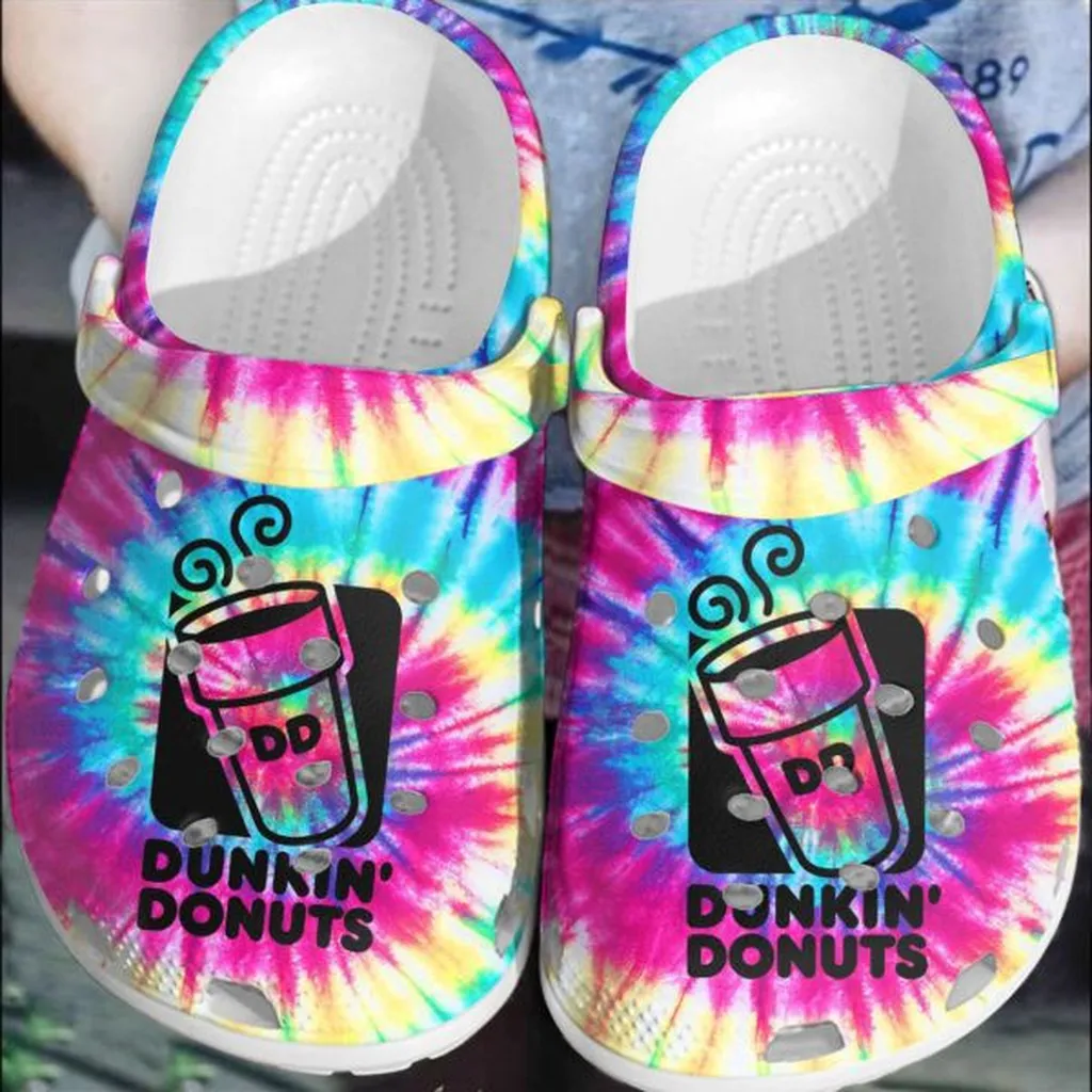 Pink Blue Dunkin Donuts Tie Dye Clog