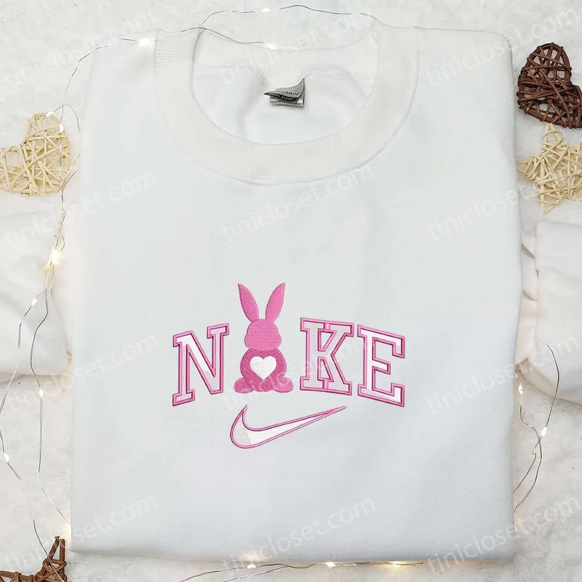 Pink Bunny x Nike Embroidered Shirt, Nike Inspired Embroidered Hoodie, Best Gift Ideas For Girls