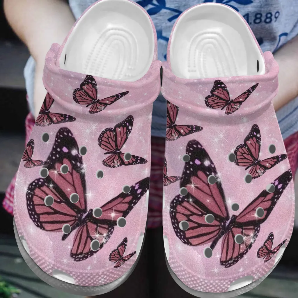 Pink Butterfly Bling Croc