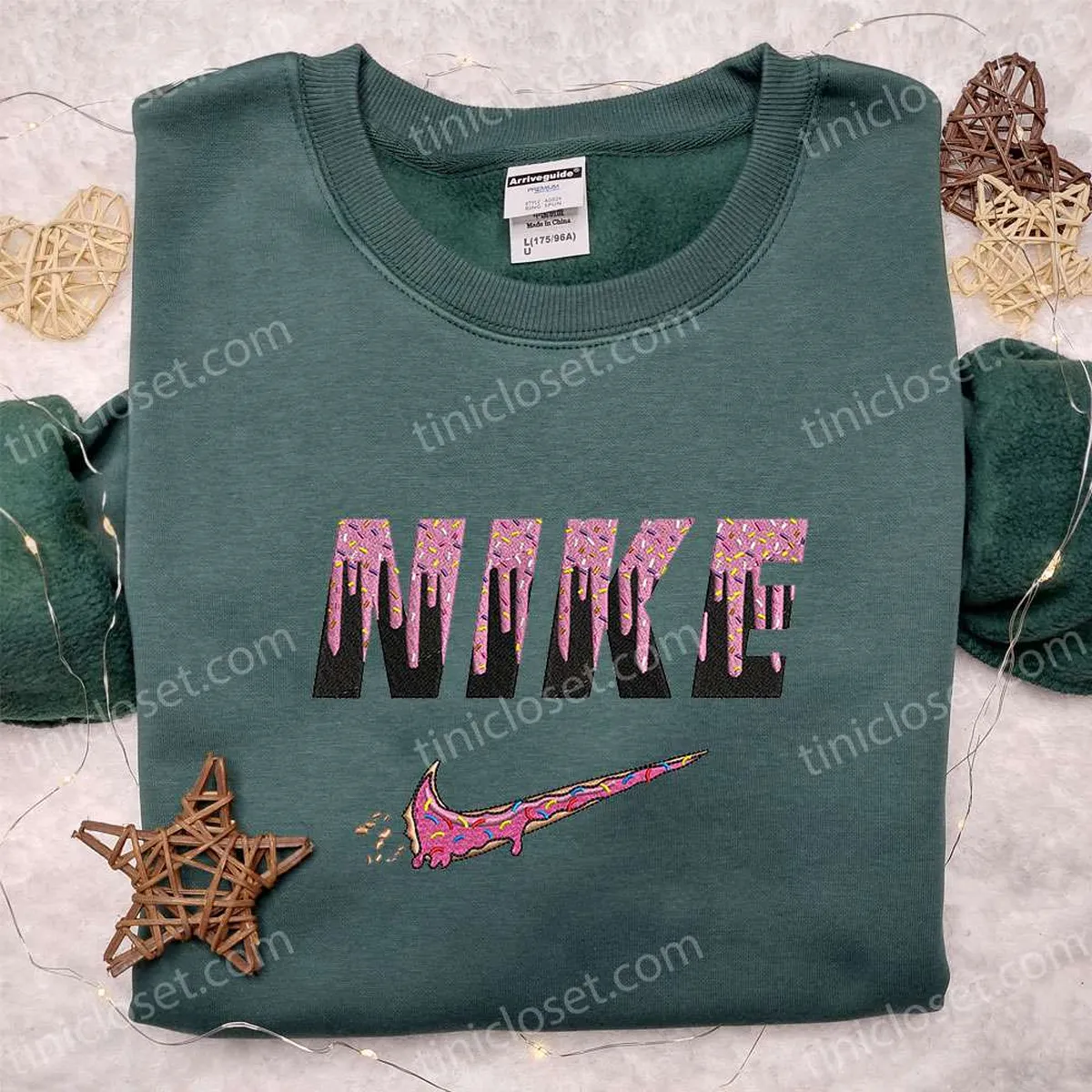 Pink Donut Nike Logo Embroidered Shirt, Nike Inspired Embroidered Hoodie, Best Gifts For Family