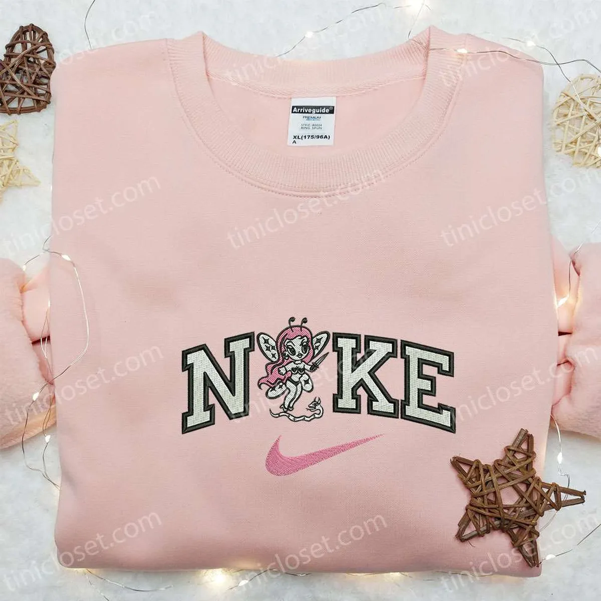 Pink Fairy Knife Snake x Nike Embroidered Sweatshirt, Custom Nike Embroidered Hoodie, Halloween Embroidered Shirt