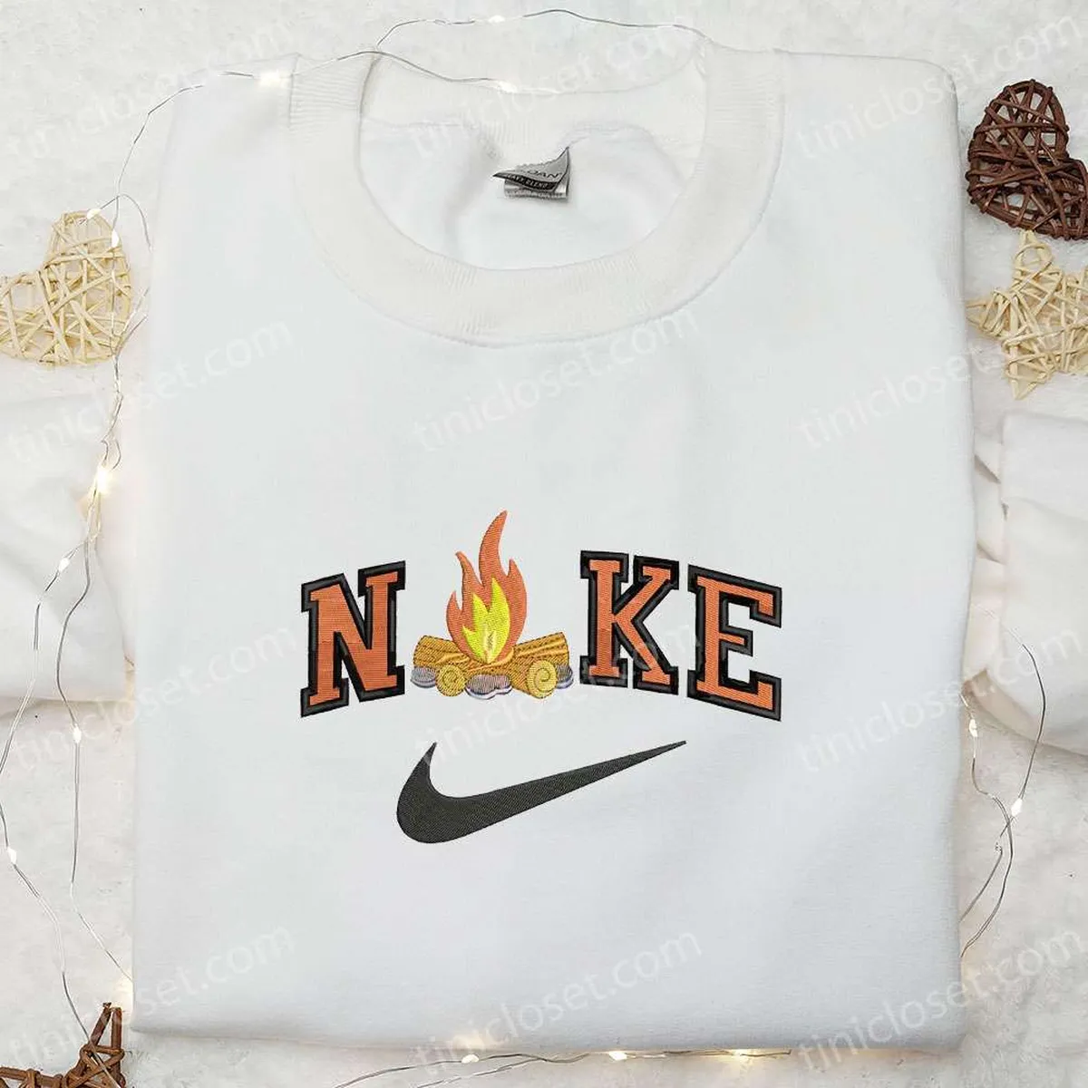 Pink Fire x Nike Embroidered Shirt, Nike Inspired Embroidered Shirt, Best Christmas Gift Ideas