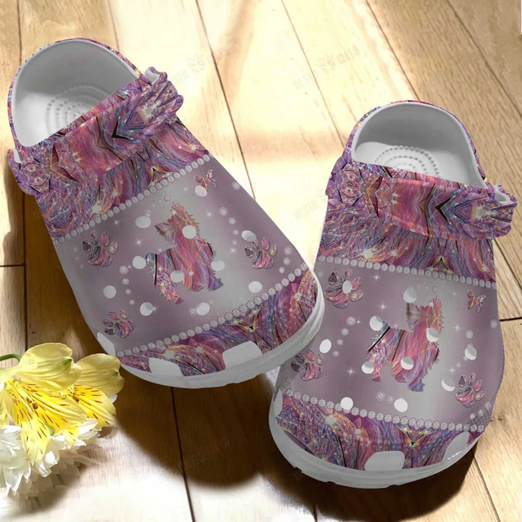 Pink Metal Yorkie Crocs Classic Clogs