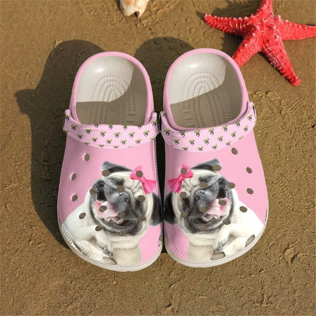 Pink Pug Funny Rubber Crocs Clog