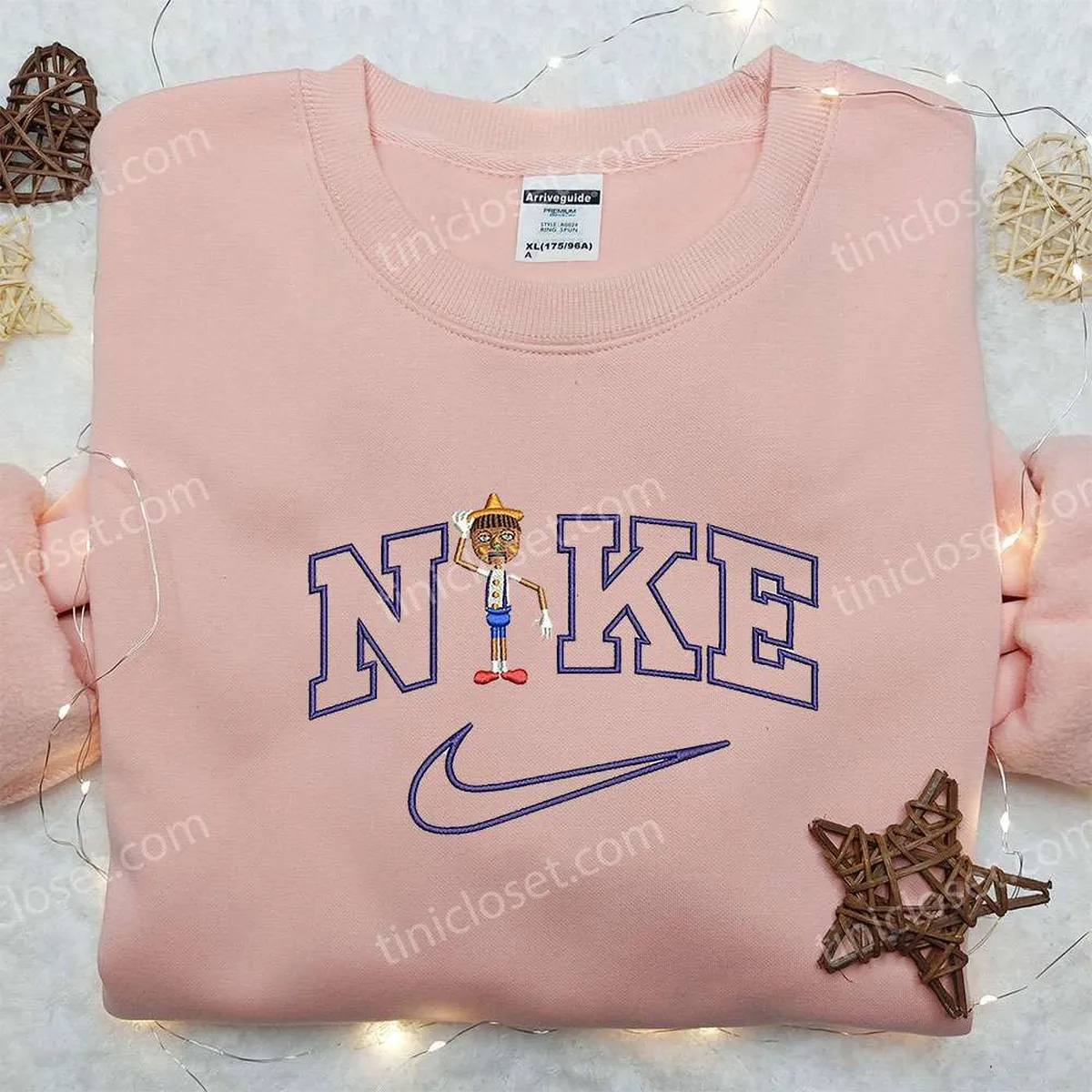 Pinocchio x Nike Embroidered Sweatshirt, Pinocchio Disney Family Shirts, Nike Inspired Embroidered Shirt