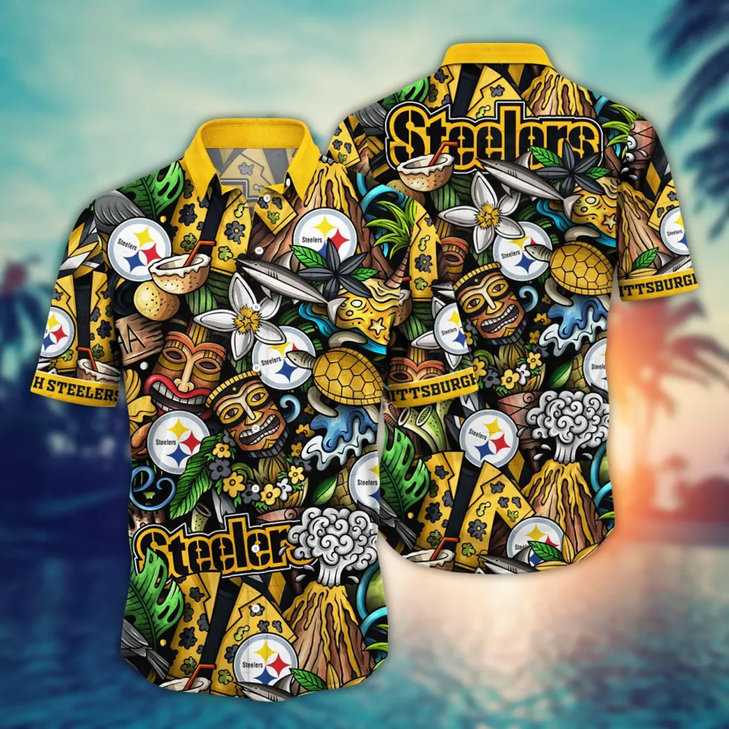 Pittsburgh Flower Aloha Hawaiian Shirt, Custom Summer Football Shirts VPHWA2451152905