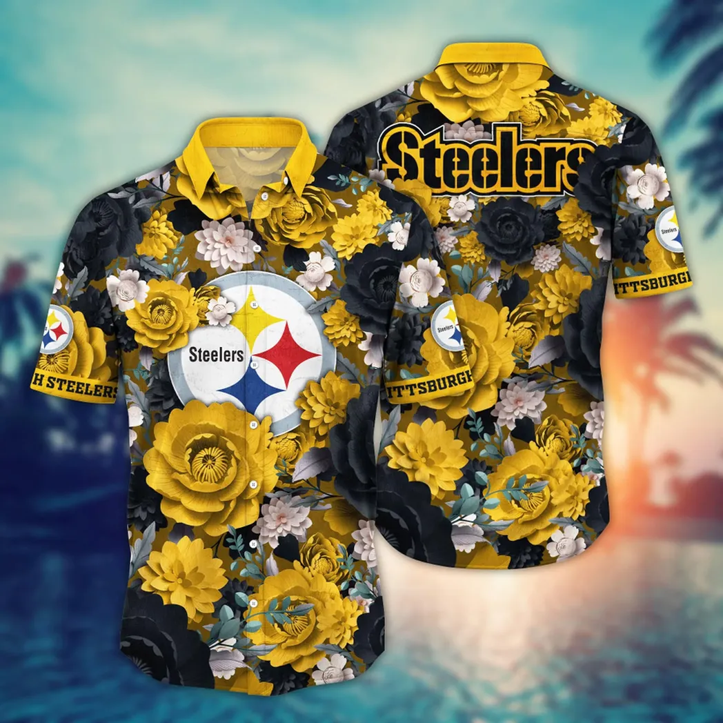 Pittsburgh Flower Aloha Hawaiian Shirt, Custom Summer Football Shirts VPHWA2451153192