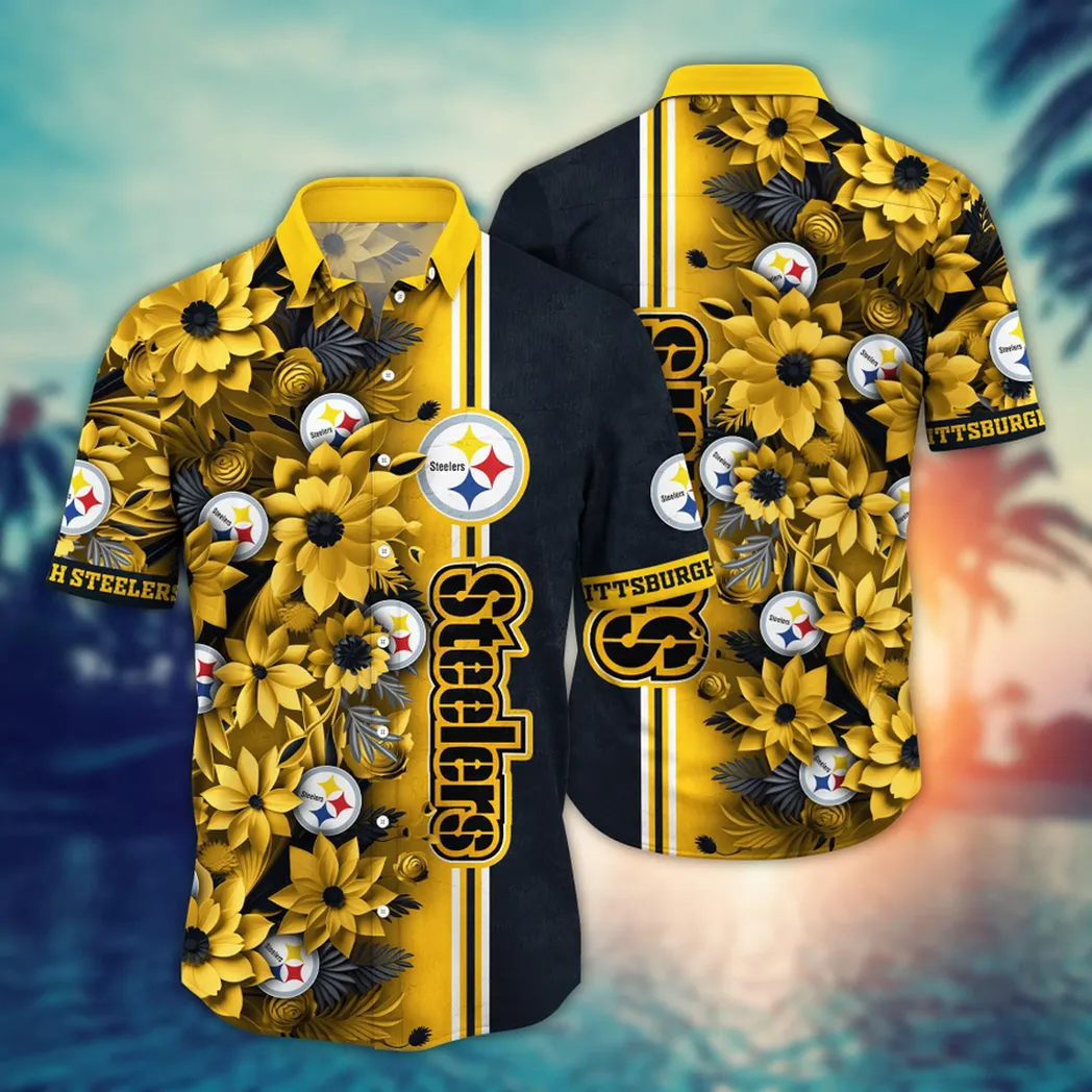 Pittsburgh Flower Aloha Hawaiian Shirt, Custom Summer Football Shirts VPHWA2451153195