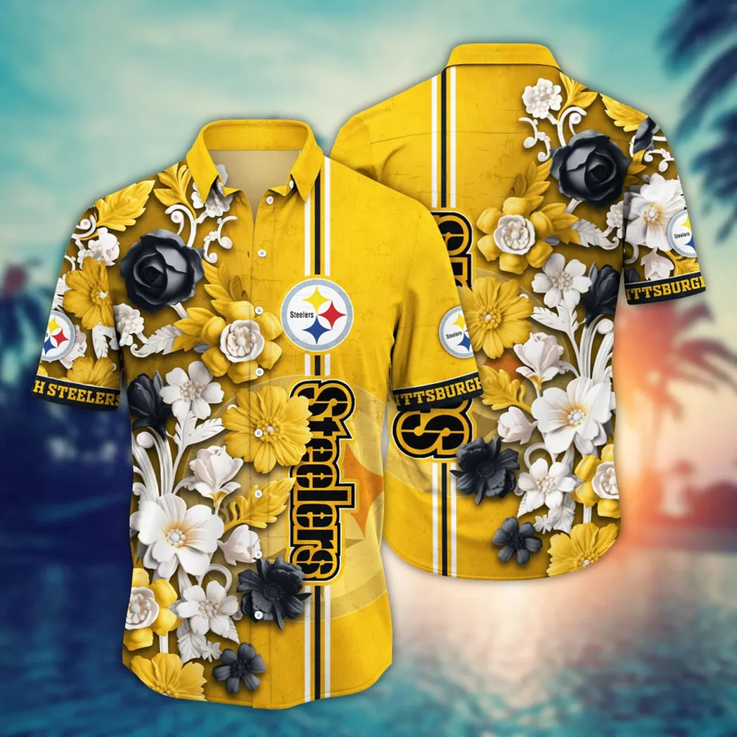 Pittsburgh Flower Aloha Hawaiian Shirt, Summer Football Shirts VPHWA2451153189