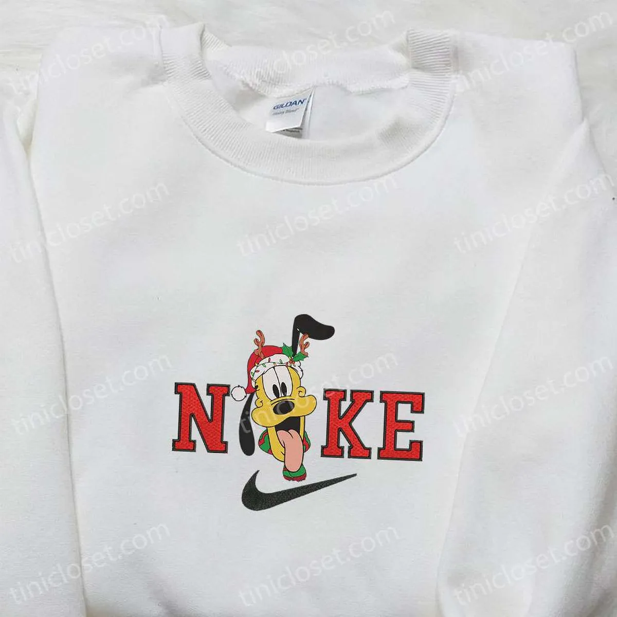 Pluto Reindeer With Christmas Light x Nike Embroidered Sweatshirt, Disney Characters Movie Merry Christmas Embroidered Shirt, Best Christmas Day Gift Ideas Pluto Reindeer With Christmas Light x Nike Embroidered Sweatshirt, Disney Characters Movie Merry Christmas Embroidered Shirt, Best Christmas Day Gift Ideas