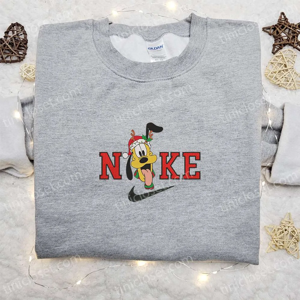Pluto Reindeer With Christmas Light x Nike Embroidered Sweatshirt, Disney Characters Movie Merry Christmas Embroidered Shirt, Best Christmas Day Gift Ideas Pluto Reindeer With Christmas Light x Nike Embroidered Sweatshirt, Disney Characters Movie Merry Christmas Embroidered Shirt, Best Christmas Day Gift Ideas