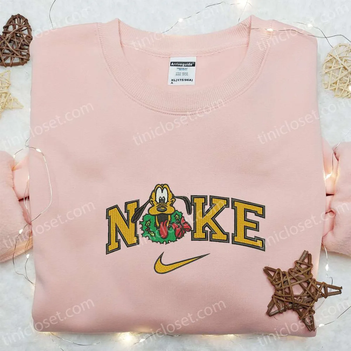 Pluto With Christmas Wreath x Nike Embroidered Shirt, Disney Characters Embroidered Hoodie, Best Christmas Gifts For Family Pluto With Christmas Wreath x Nike Embroidered Shirt, Disney Characters Embroidered Hoodie, Best Christmas Gifts For Family