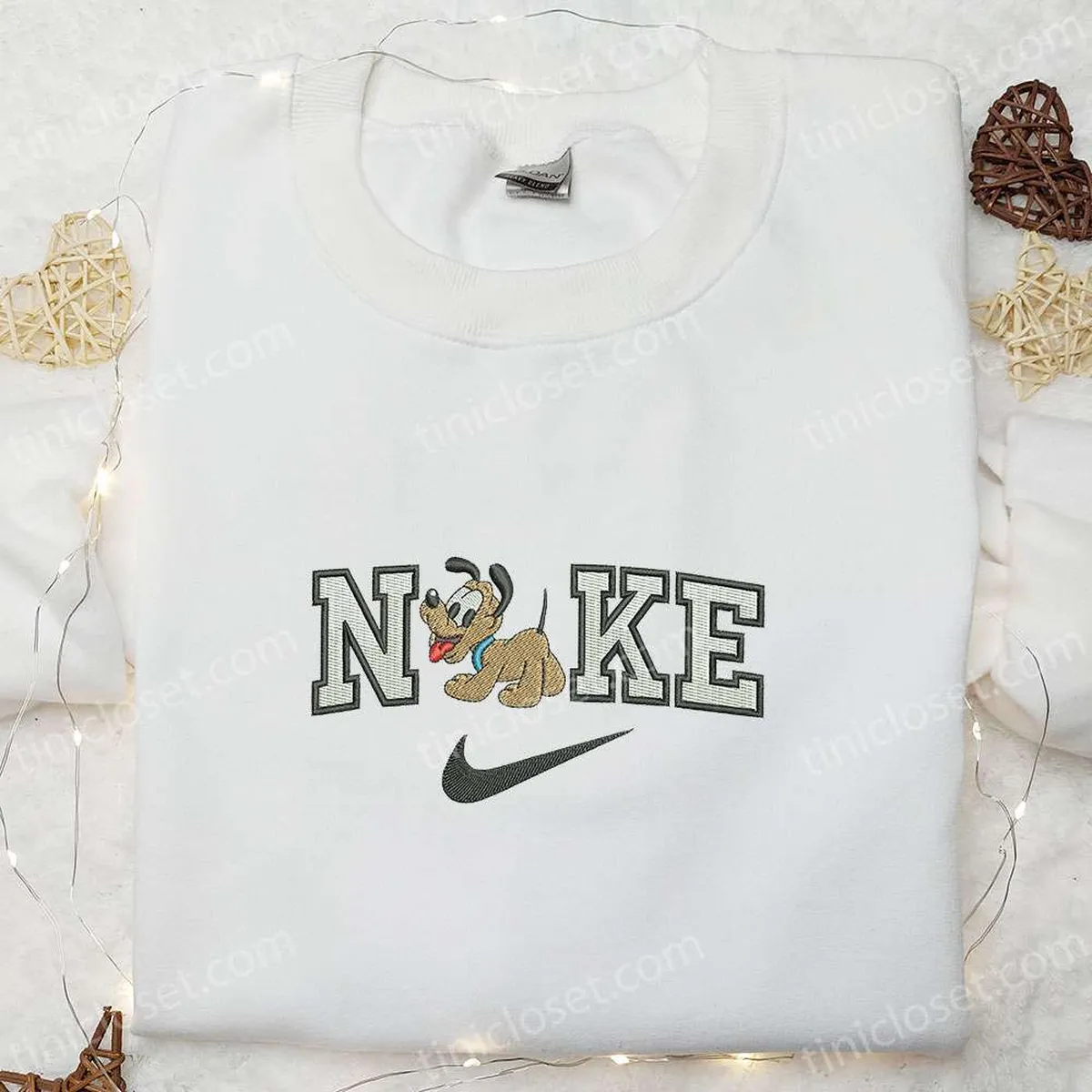 Pluto x Nike Cartoon Embroidered Sweatshirt, Disney Character Embroidered Shirt, Best Gift Ideas for Family Pluto x Nike Cartoon Embroidered Sweatshirt, Disney Character Embroidered Shirt, Best Gift Ideas for Family