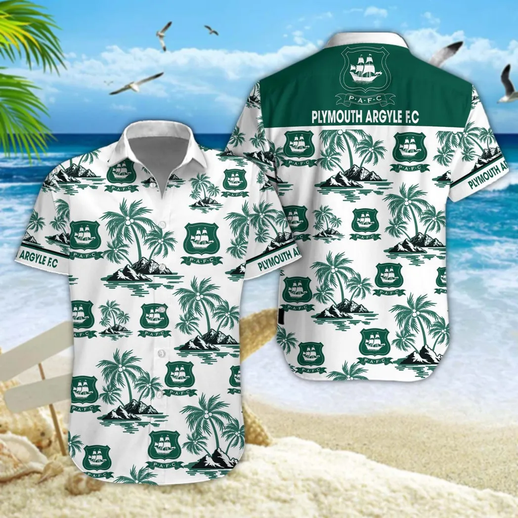 Plymouth Argyle Hawaiian Shirt Style Classic Oversized Hawaiian