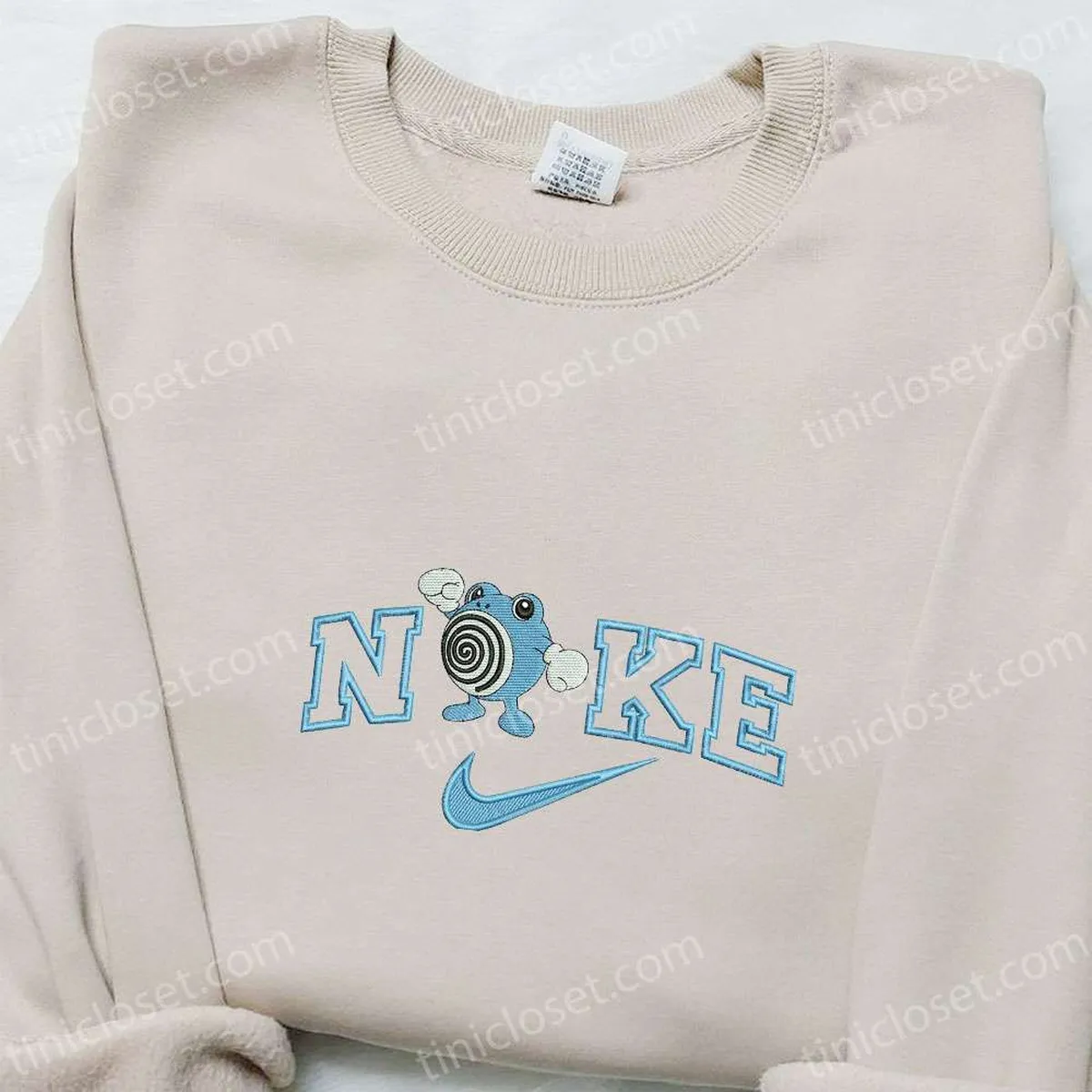 Poliwhirl x Nike Swoosh Embroidered Shirt, Pokemon Anime Embroidered Hoodie, Nike Inspired Embroidered Sweatshirt Poliwhirl x Nike Swoosh Embroidered Shirt, Pokemon Anime Embroidered Hoodie, Nike Inspired Embroidered Sweatshirt