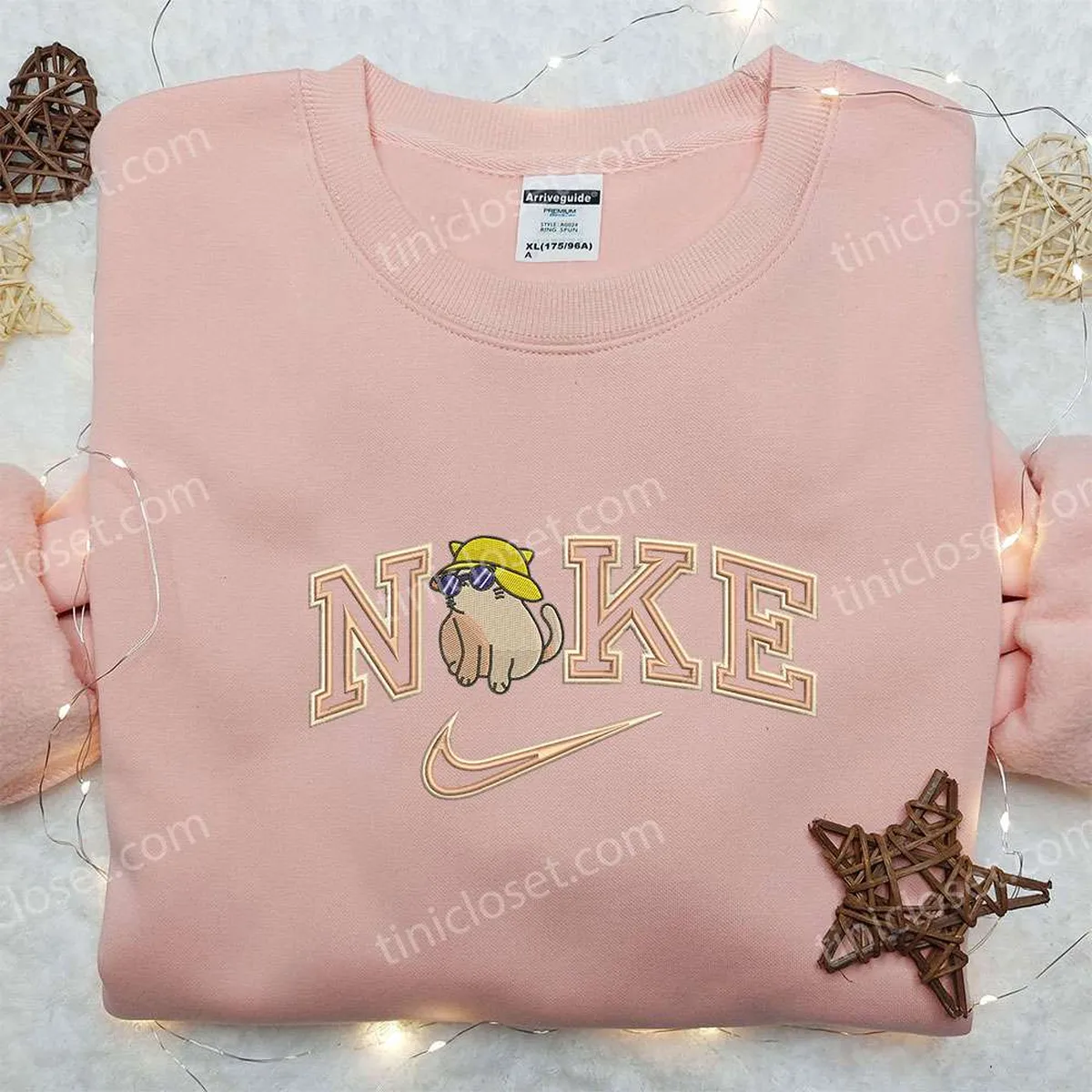 Pompompurin x Nike Embroidered Shirt, Hello Kitty Embroidered Shirt, Custom Nike Embroidered Shirt