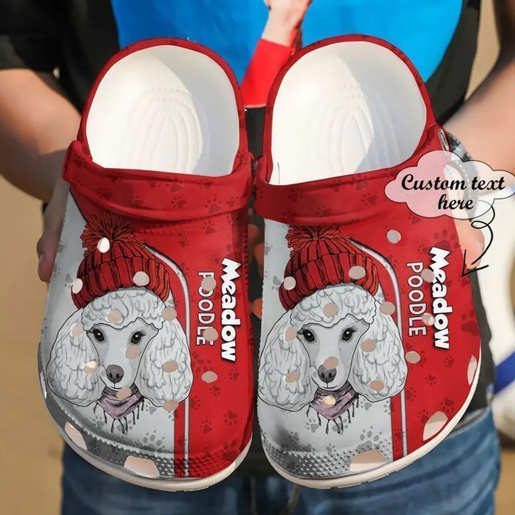 Poodle Personalized Red Crocs Clog