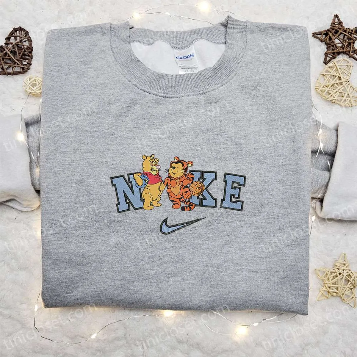 Pooh and Tigger Cosplay Halloween x Nike Embroidered Sweatshirt, Walt Disney Characters Embroidered Shirt, Best Halloween Gift Ideas