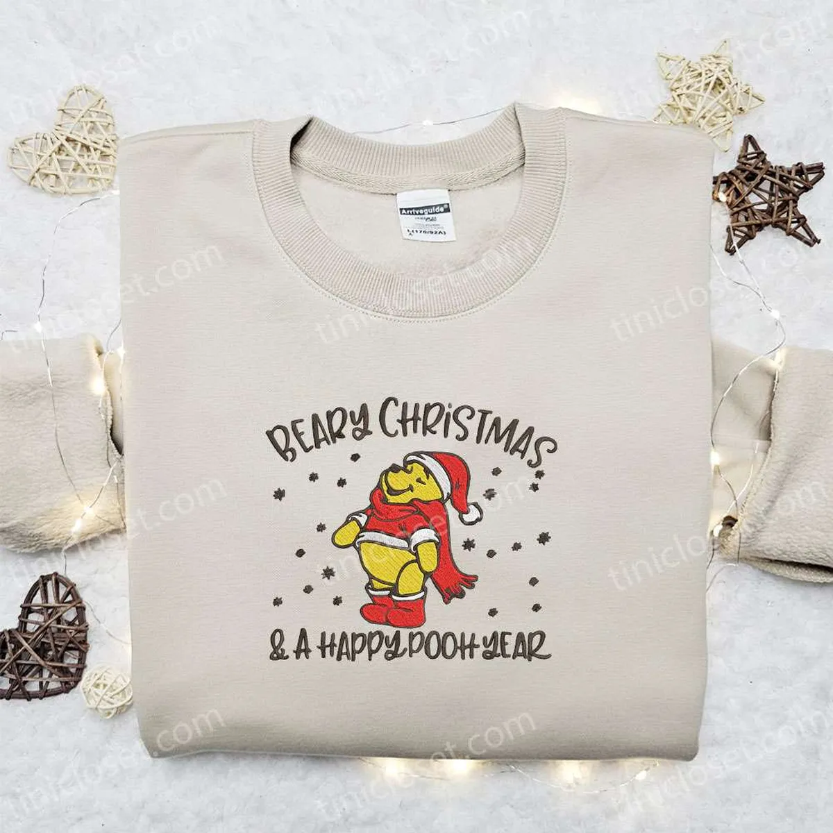 Pooh Beary Christmas Embroidered Sweatshirt, Movie Merry Christmas Embroidered Shirt, Best Christmas Day Gift Ideas