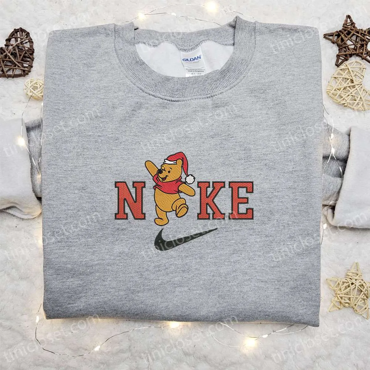 Pooh Christmas Dance x Nike Embroidered Sweatshirt, Christmas Embroidered Shirt, Best Christmas Gift Ideas