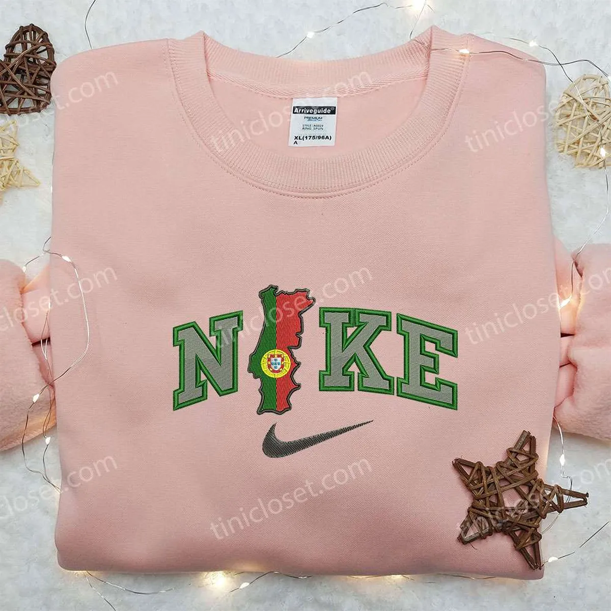 Portugal x Nike Embroidered Sweatshirt, National Day Gift, Nike Inspired Embroidered Shirt