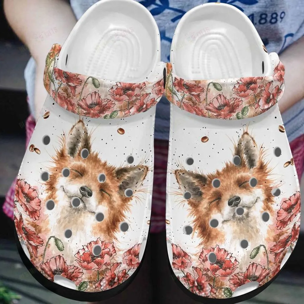 Pretty Fox Crocs, Personalized Crocs Classic Clogs