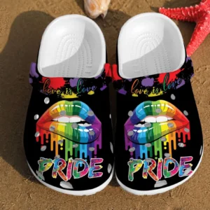 Pride Lips Love Is Lgbt Rainbow Rubber Crocs Clog