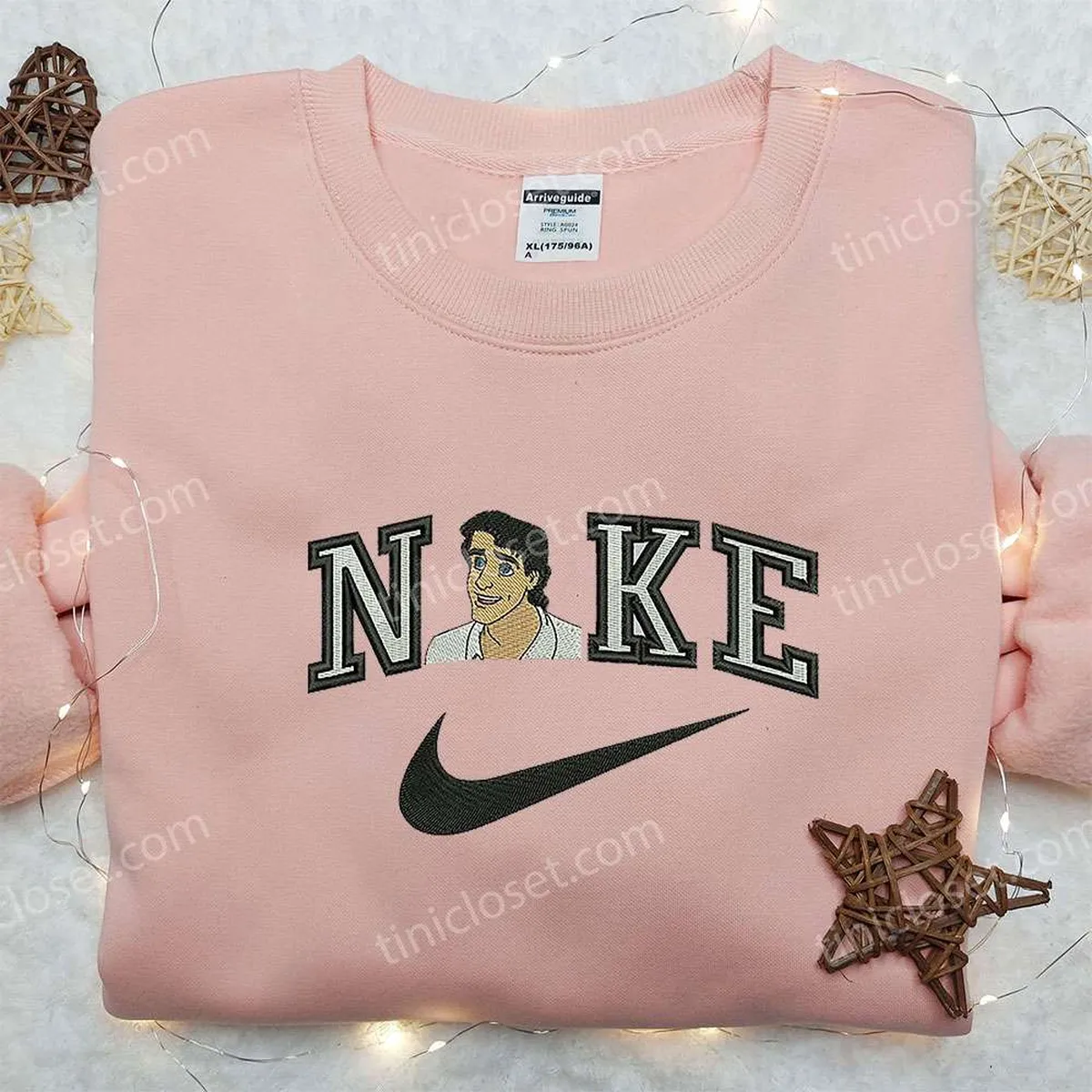 Prince Eric x Nike Embroidered Shirt, Little Mermaid Embroidered Shirt, Nike Custom Embroidered Shirt Prince Eric x Nike Embroidered Shirt, Little Mermaid Embroidered Shirt, Nike Custom Embroidered Shirt