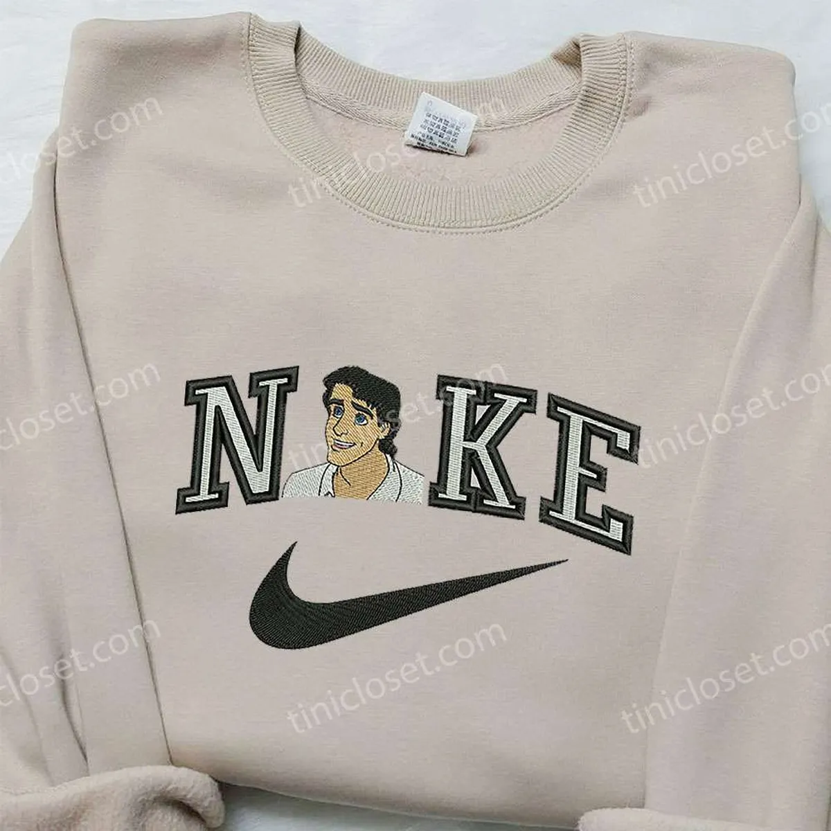 Prince Eric x Nike Embroidered Shirt, Little Mermaid Embroidered Shirt, Nike Custom Embroidered Shirt Prince Eric x Nike Embroidered Shirt, Little Mermaid Embroidered Shirt, Nike Custom Embroidered Shirt