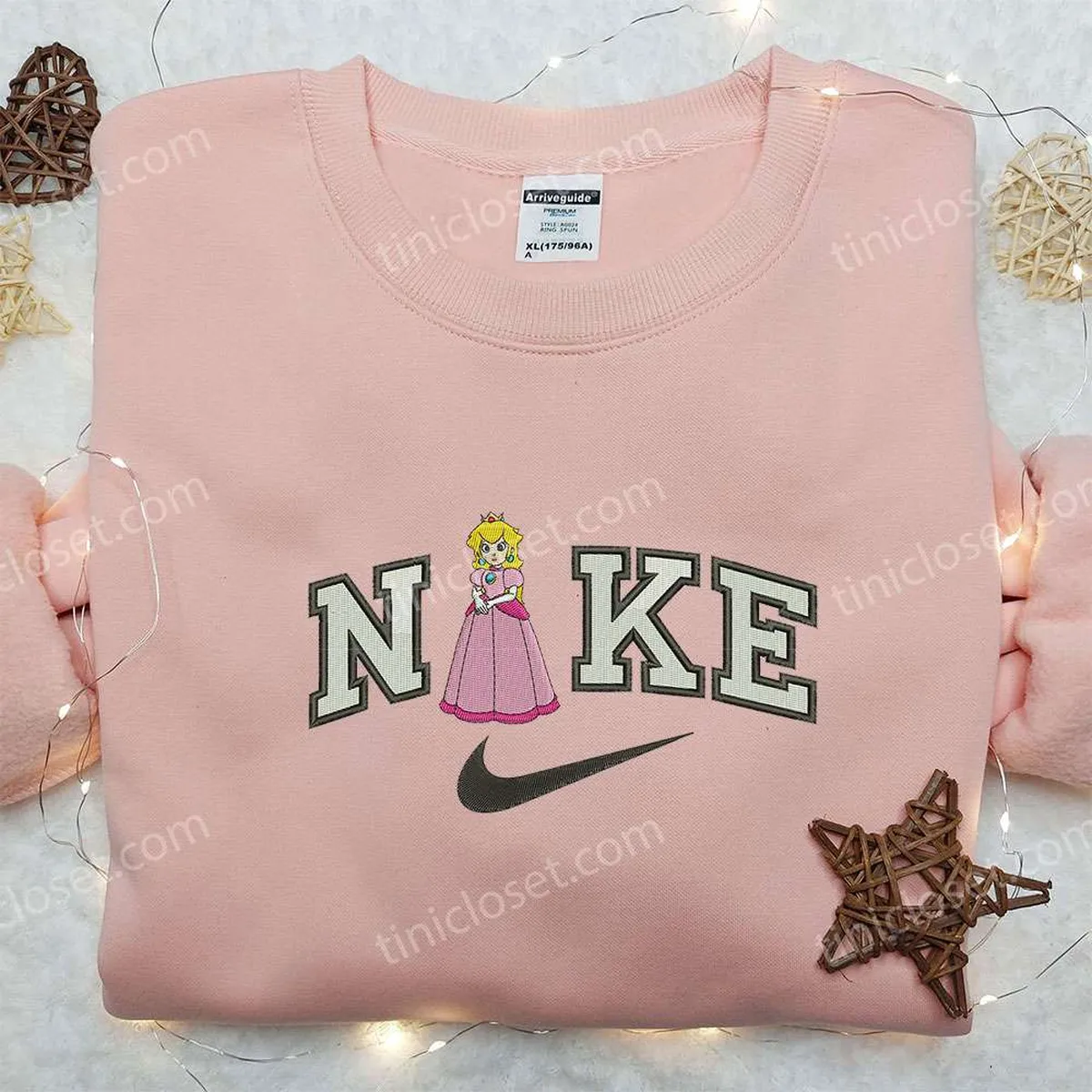 Princess Peach Toadstool x Nike Embroidered Shirt, Mario Embroidered Shirt, Nike Inspired Embroidered Shirt