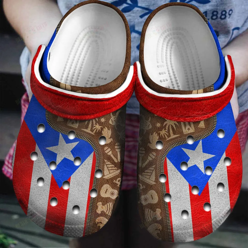 Puerto Rico Puerto Rican Flag And Symbols Zipper Crocs Classic Clogs