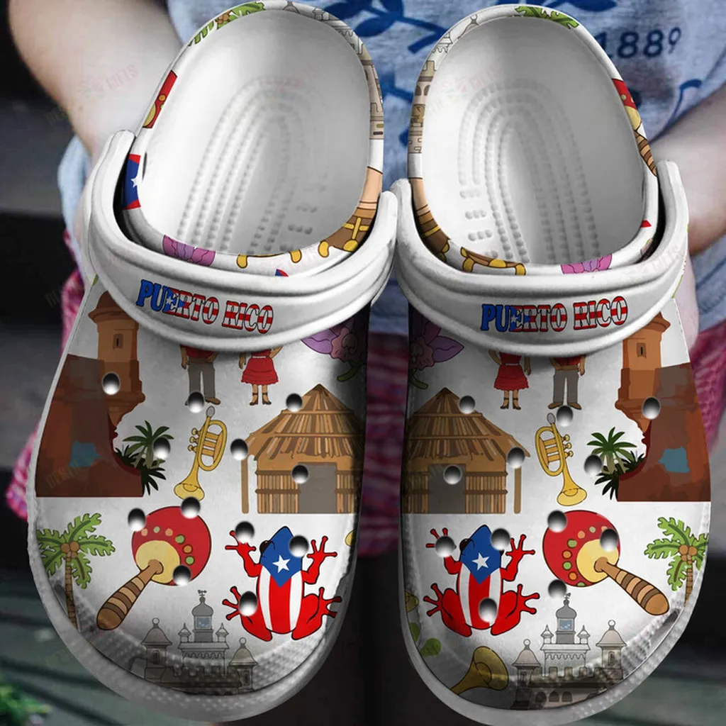 Puerto Rico With Colorful Symbols Crocs Classic Clogs