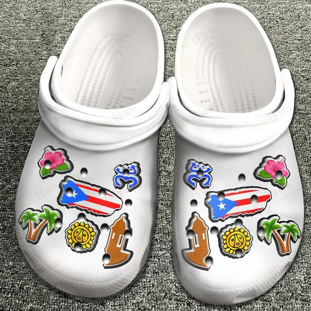 Puerto Rico With Symbols Crocs Classic Clogs