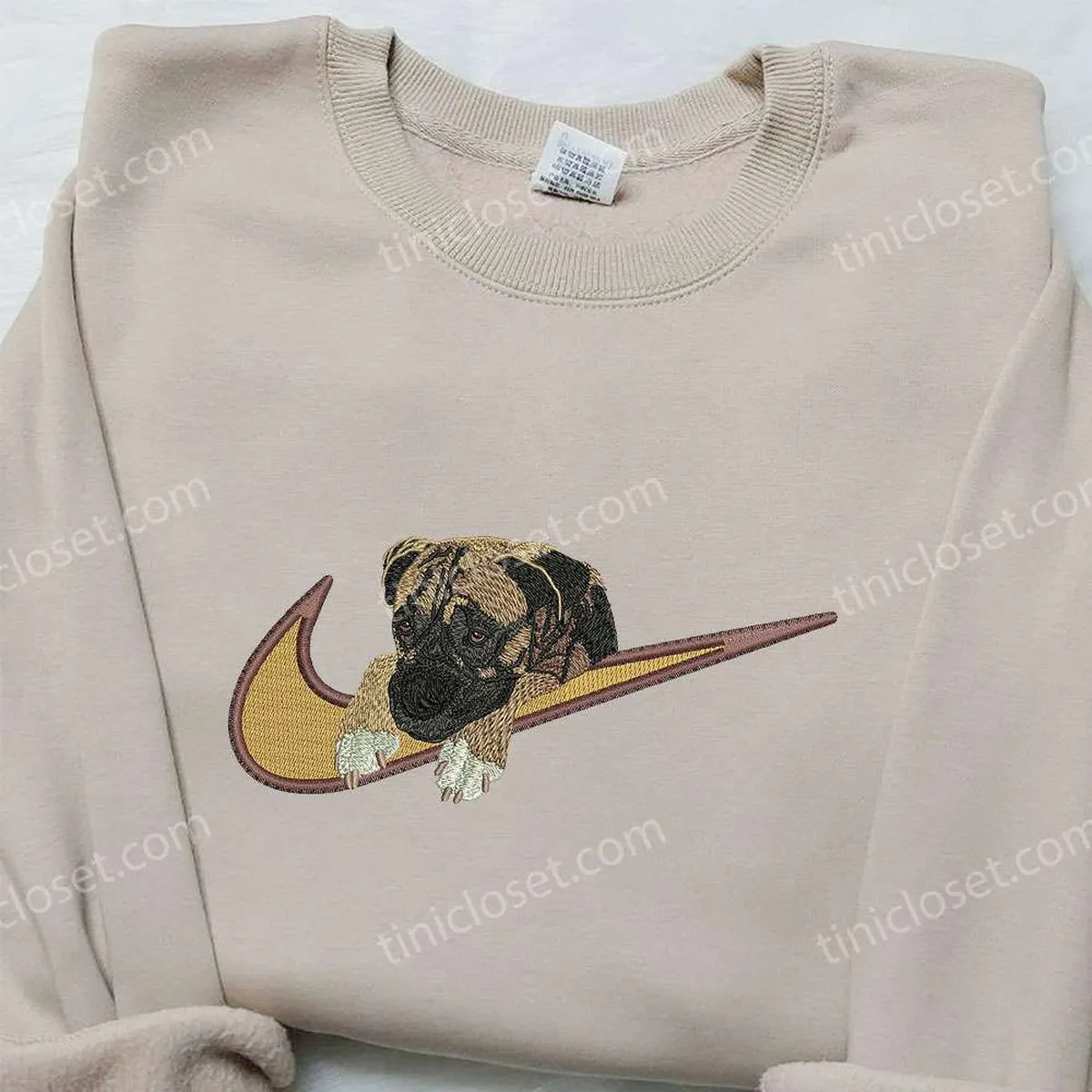 Pug Dog x Nike Embroidered Shirt, Animal Embroidered Shirt, Custom Nike Embroidered Shirt