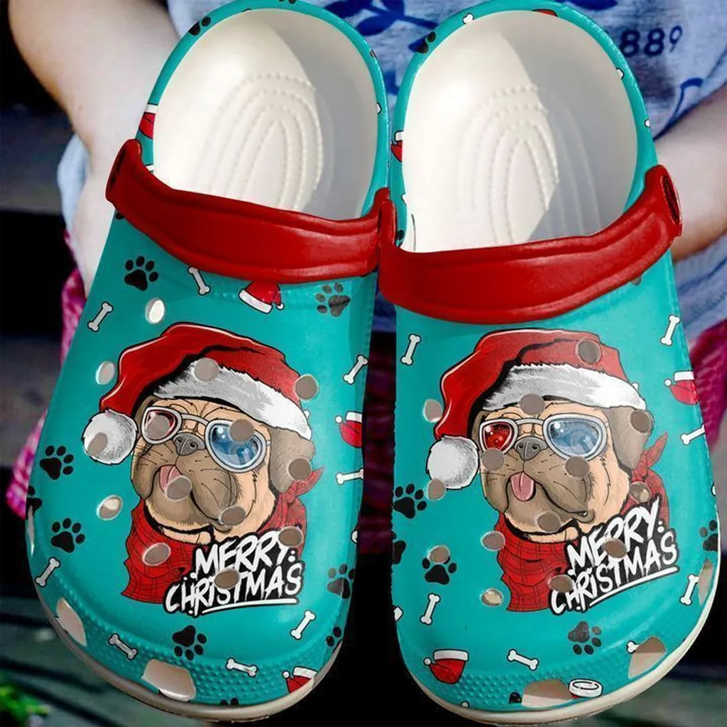 Pug Merry Christmas Crocs Classic Clogs