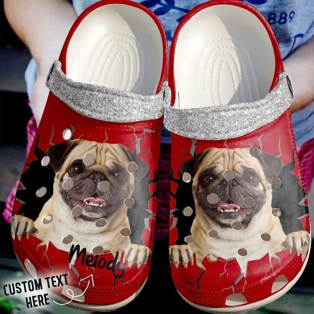 Pug Personalized Crack Wall Crocs Clog