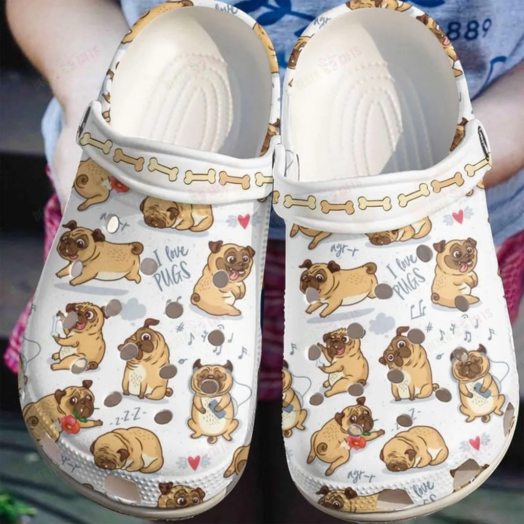 Pug White Sole Simply Love Them Crocs Classic Clogs