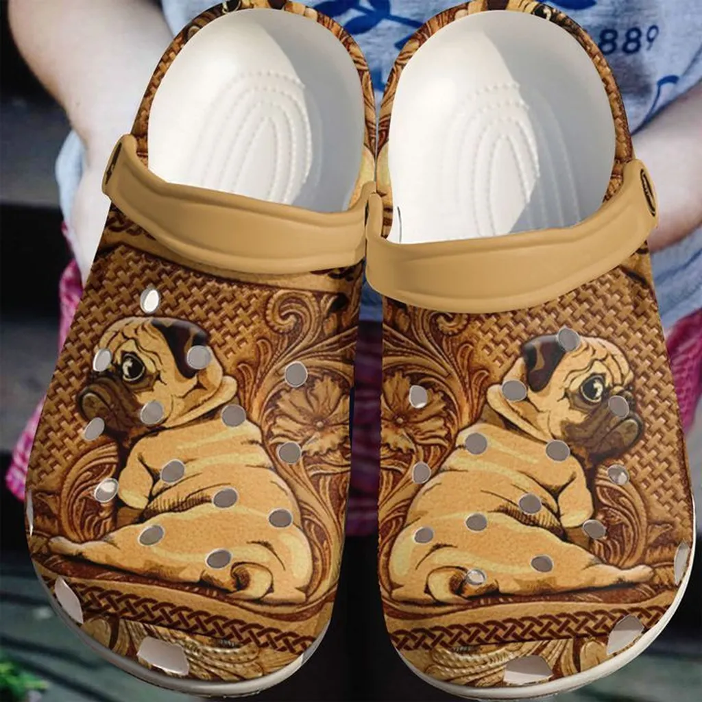 Pug Wooden Crocs Classic Clogs