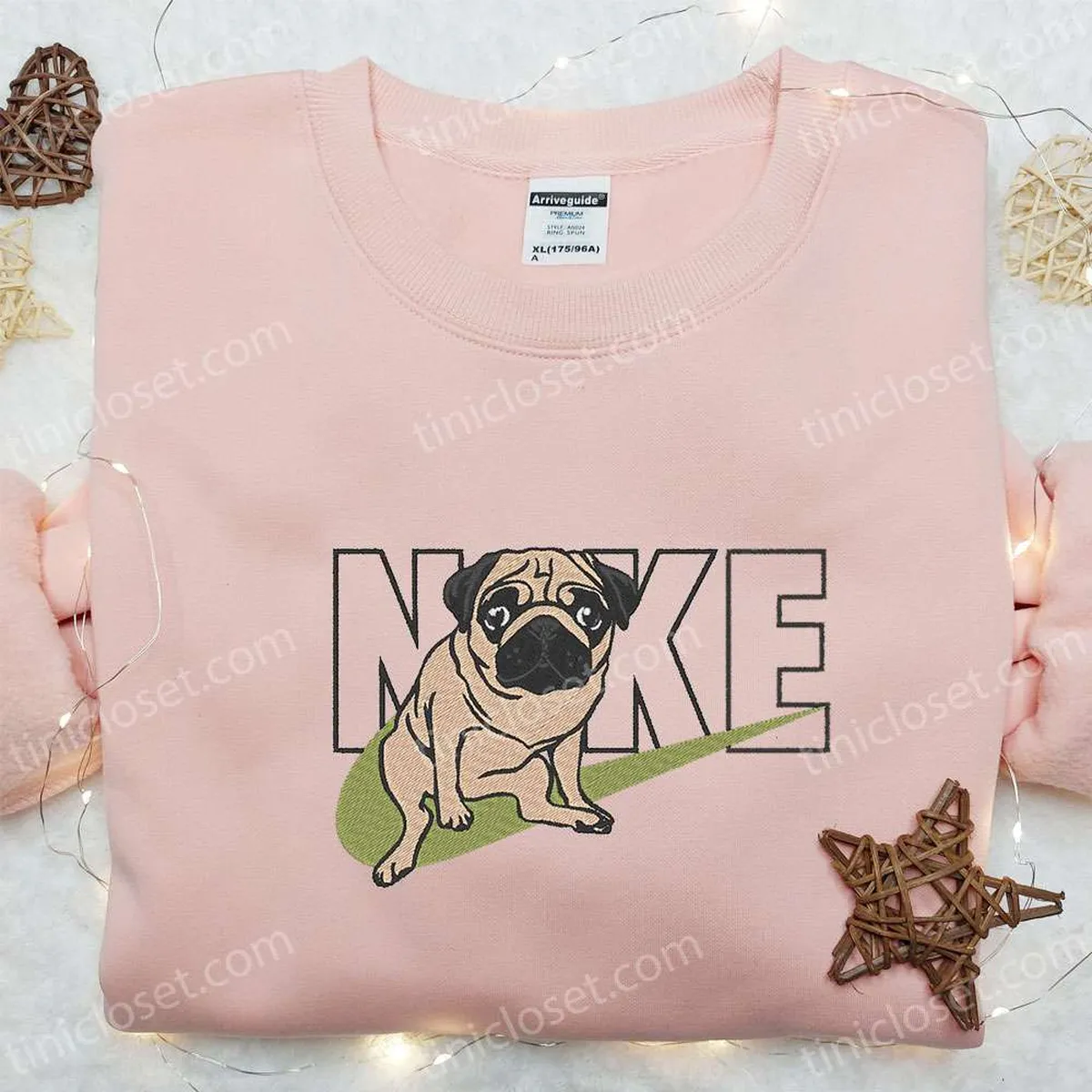 Pug x Nike Embroidered Shirt, Animal Embroidered Sweatshirt, Custom Embroidered Hoodie