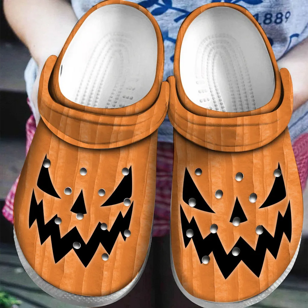 Pumpkin Face Harvest Rubber Crocs Clog