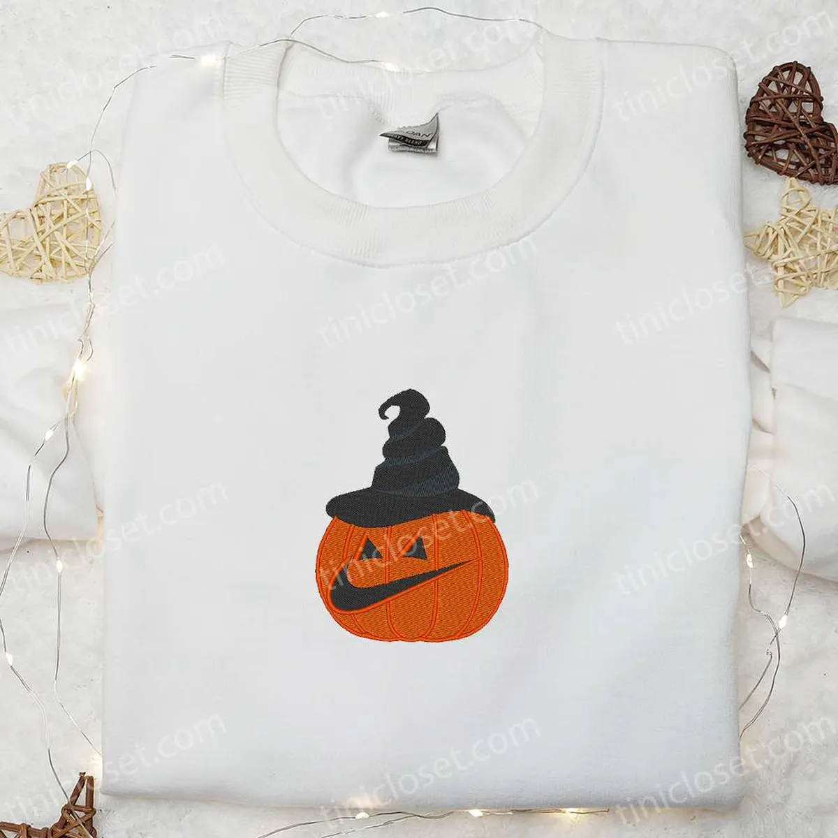 Pumpkin Ghost x Nike Embroidered Hoodie, Nike Inspired Embroidered Shirt, Best Halloween Gift Ideas