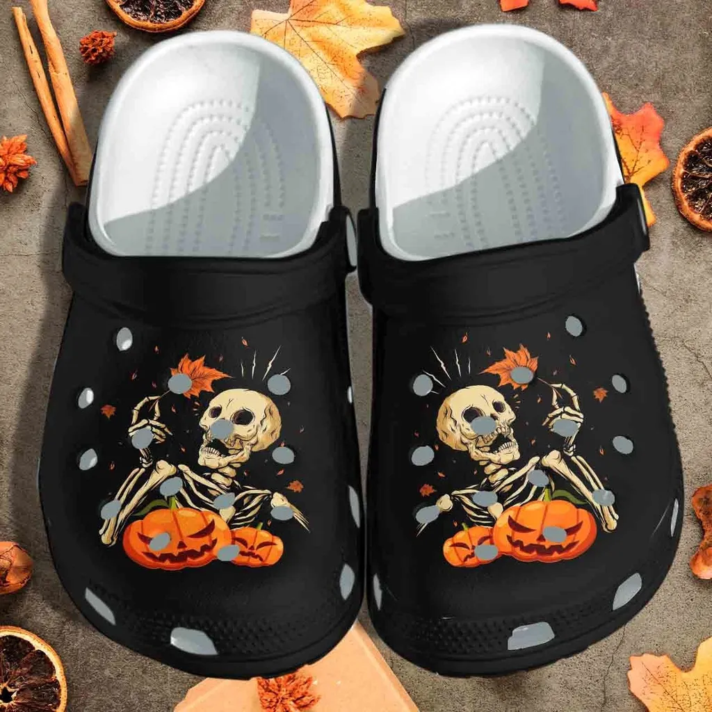 Pumpkin Skull Weed Crocs Clog